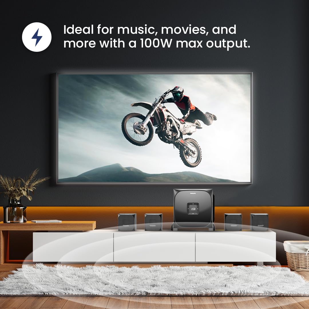 Philips Audio SPA8170B 4.1Channel 100W Bluetooth Multimedia Speaker with RiChannel Bass