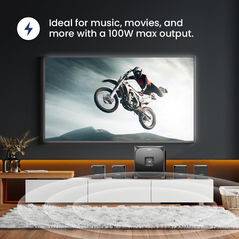 Philips Audio SPA8170B 4.1Channel 100W Bluetooth Multimedia Speaker with RiChannel Bass