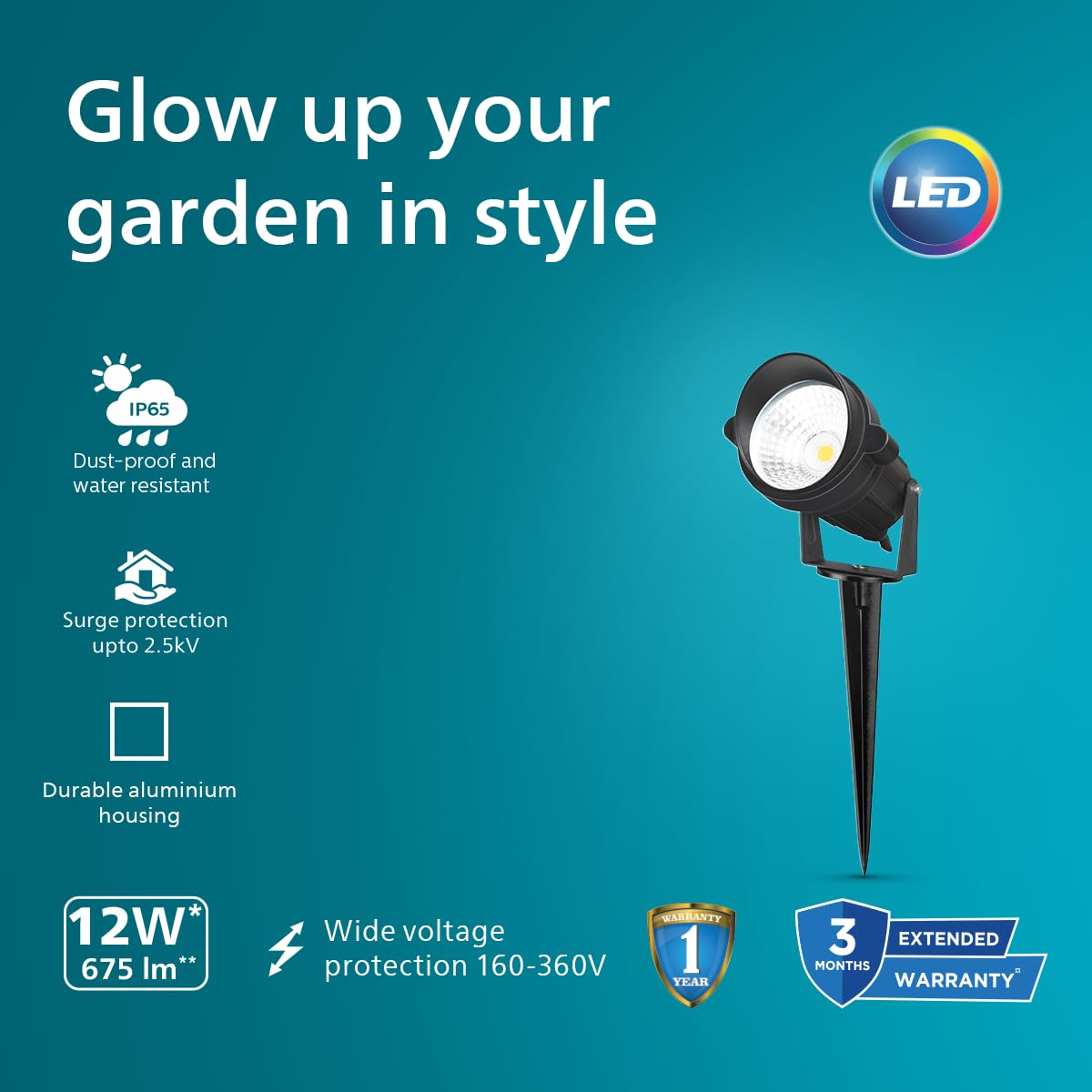 Philips 12W Garden Spike Light (Pack of 2)