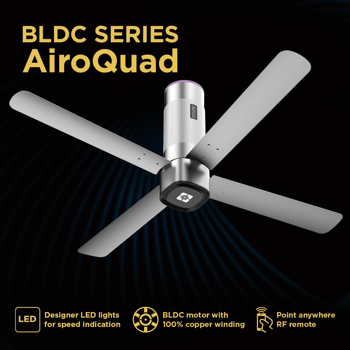 EcoLink Airoquad 1200 mm Ceiling Fan (Galactic Silver)
