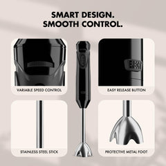 Sujata Blendstick 600W Hand Blender | 18000 RPM, Stainless Steel Shaft, Detachable Stick - Variable Speed / Black