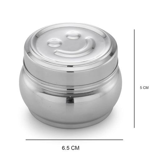 Dynore Stainless Steel Small/Mini Box Dabba/Small Dabbi/Smiley Dabbi, Capacity-170 ml Each, Pack of 6