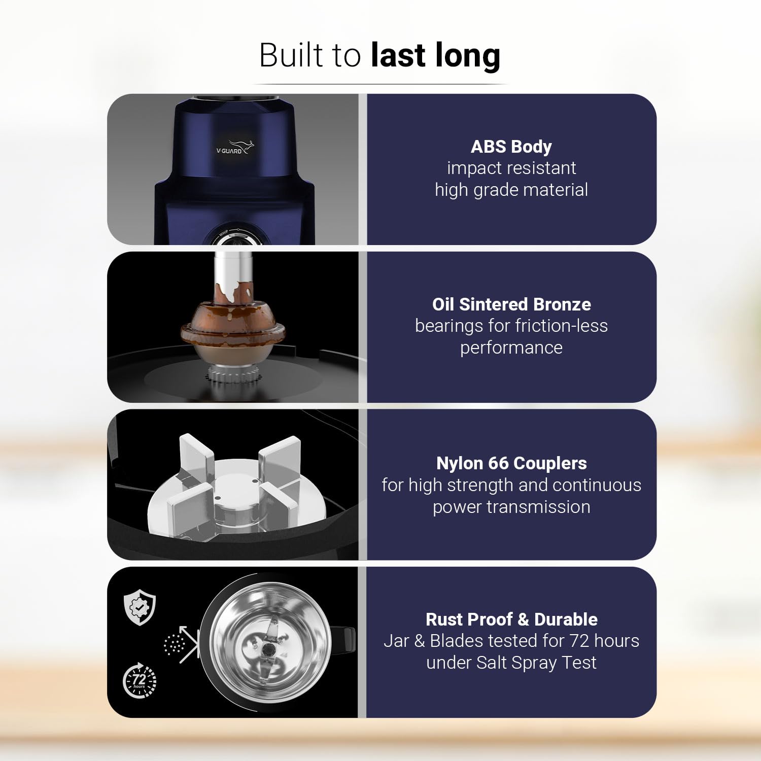 V-Guard Citius 750 Watt Juicer Mixer Grinder (New Launch) | 3-Year Motor Coverage | 4 Jars | Juicer, Wet, Chutney & Dry | Juicer Jar With Quadraflow Design | SS Blades | Blue