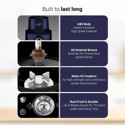 V-Guard Citius 750 Watt Juicer Mixer Grinder (New Launch) | 3-Year Motor Coverage | 4 Jars | Juicer, Wet, Chutney & Dry | Juicer Jar With Quadraflow Design | SS Blades | Blue