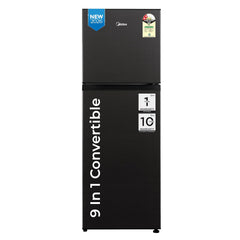 Midea 233L 2 Star Convertible 9-In-1 Inverter Compressor Frost Free Double Door Refrigerator with Multi Air Flow, Smart⁺ Cooling (MDRT359FGI28IN, Active C Fresh Deodorizer, Jazz Black, New 2026)