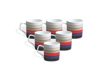 Clay Craft Bone China Director Hilton 389 Coffee Mug Set, Multicolor, 6 Piece