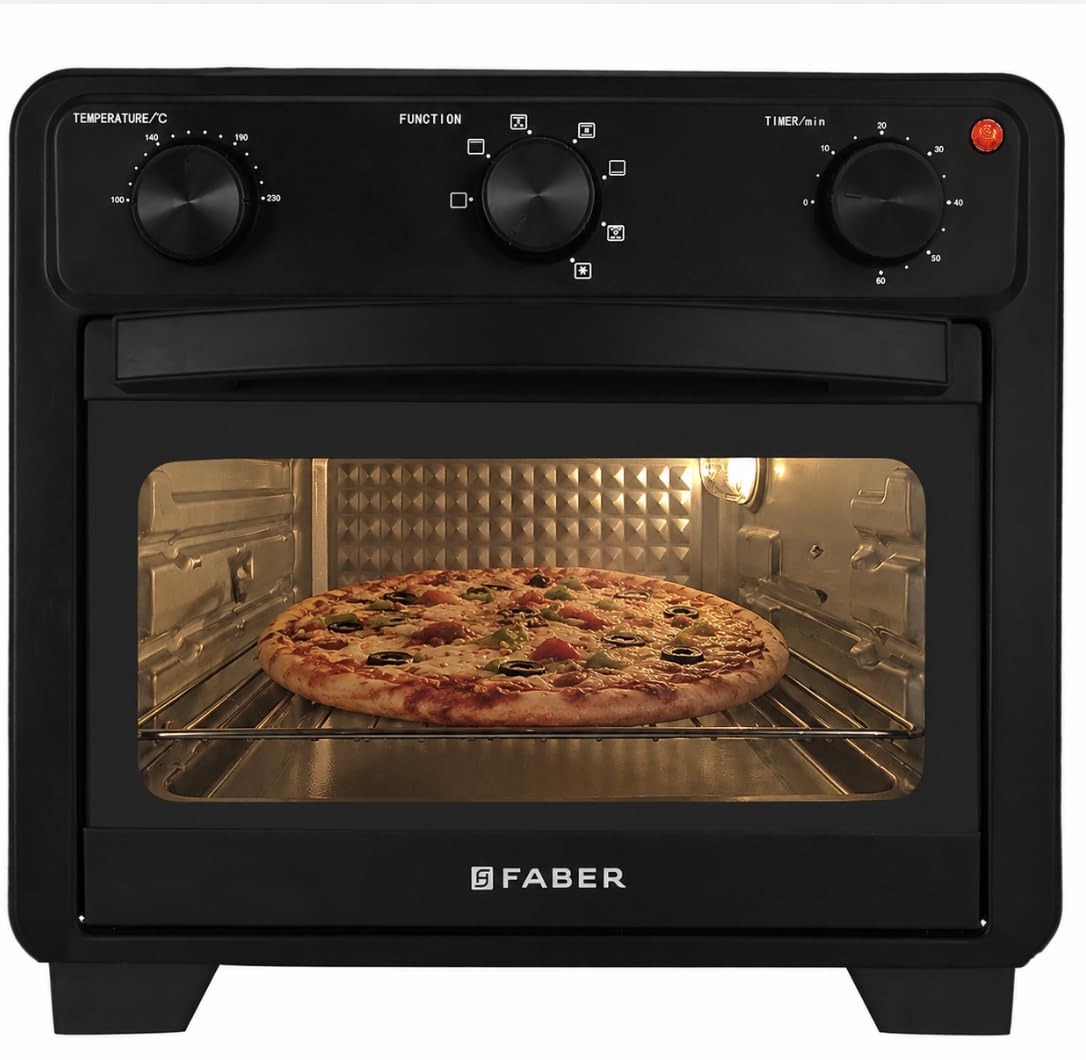 Faber AirOven 24L 1500W| View Window | Bake Tray, Tray Handle & Crumb Tray| Dishwasher safe removable parts | 5 Preset A
