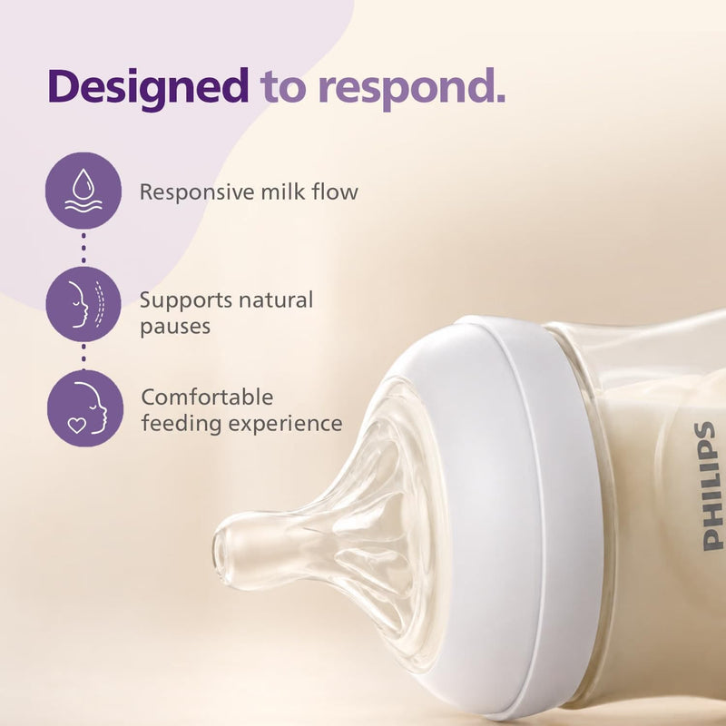 Philips Avent Natural Response Baby Feeding Bottle - 260Ml Baby Milk Bottle Pack of 2, Bpa Free for Babies 3-6 Months, SCY903/02