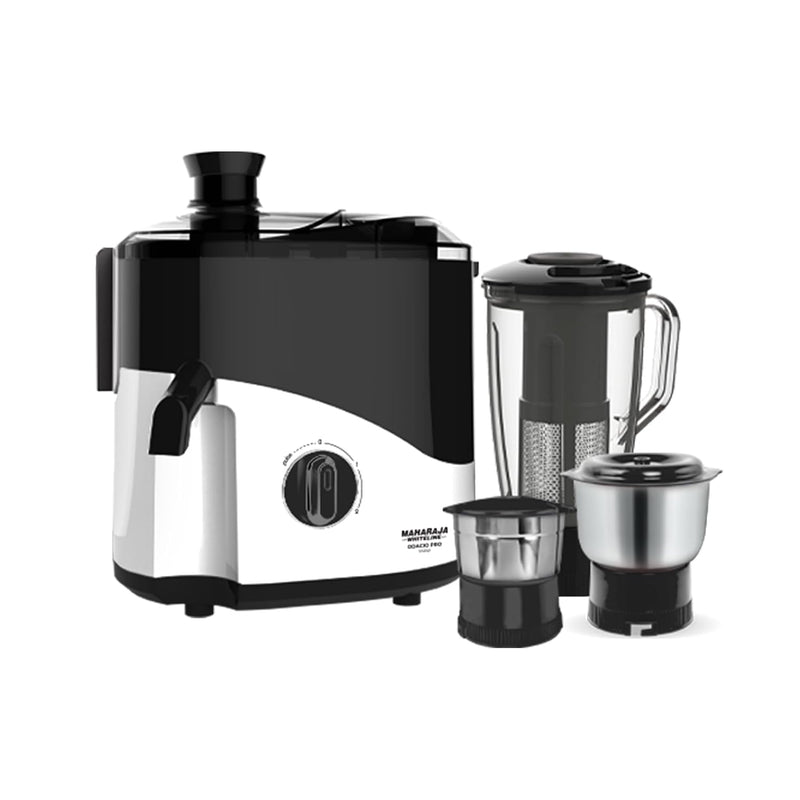 Maharaja Whiteline Odacio Pro Juicer Mixer Grinder With 3 Versatile Jars || 500 Watt || Food Grade Safe || 2 Year Warranty || Black and White