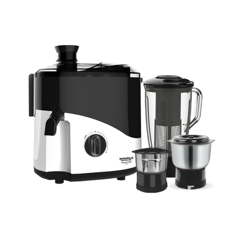 Maharaja Whiteline Odacio Plus 550-Watt Juicer Mixer Grinder With 3 Versatile Jars | Food Grade Safe | 2 year warranty (Black & Silver), 550 Watts