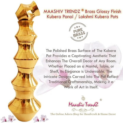 MAASHIV TRENDZ Brass Glossy Finish Kubera Panai/Lakshmi Kubera Pot | Gubera Panai/Lakshmi Kubera