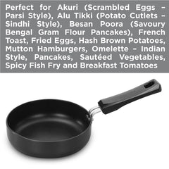 Hawkins Futura 16 cm Frying Pan, Non Stick Fry Pan with Glass Lid, Induction Omelette Pan, Small Frying Pan, Black (INF16G)