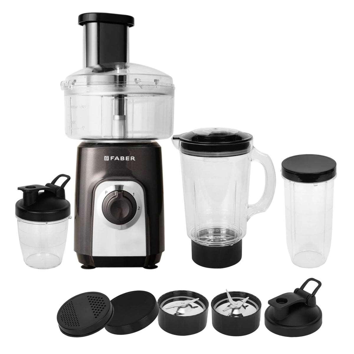 Faber FSB ARIA 600 Watts 4in1 Food Processor PRO |100% Copper Motor|Detachable SS Blade|4 PC Jars 1L+500ML+300ML+300ML D
