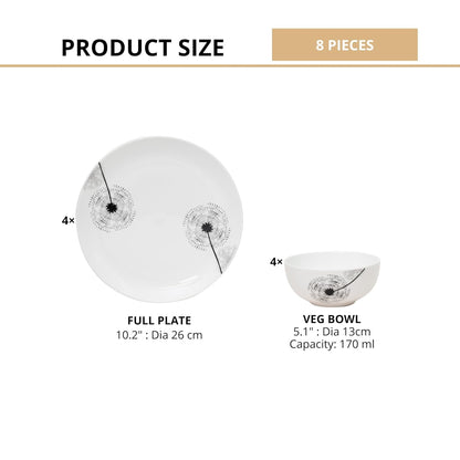 Clay Craft Fine Ceramic Eco Dinnerware, Enchanting Gold, for Family of 4, 8-Piece Dinner Set