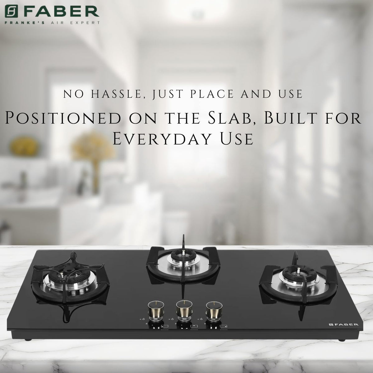 Faber Hob 3 Burner | Auto-Ignition | Spillage Proof | HOB SUPERIA HT903 BR AI |Metal Knobs | Pan Support |5 Yr Warranty 
