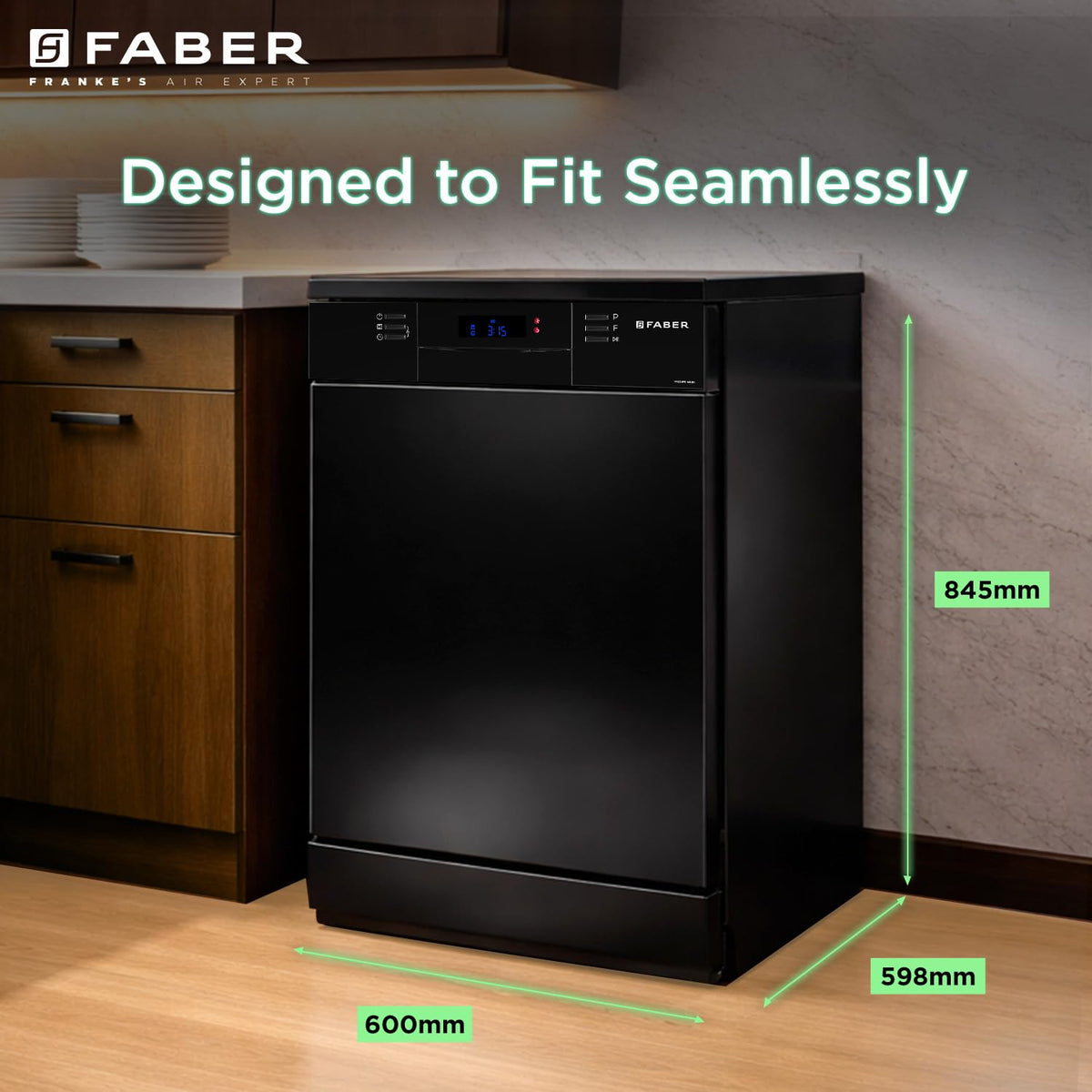 Faber 14 Place Free Standing Dishwasher|8 Wash Programs| LED Display| Adjustable Racks | Auto Power Wash| Child Lock | 2