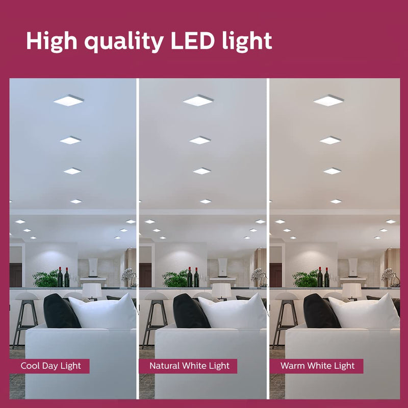 Philips Polycarbonate 18-Watt Square Surface Full Glow (Pack of 2)