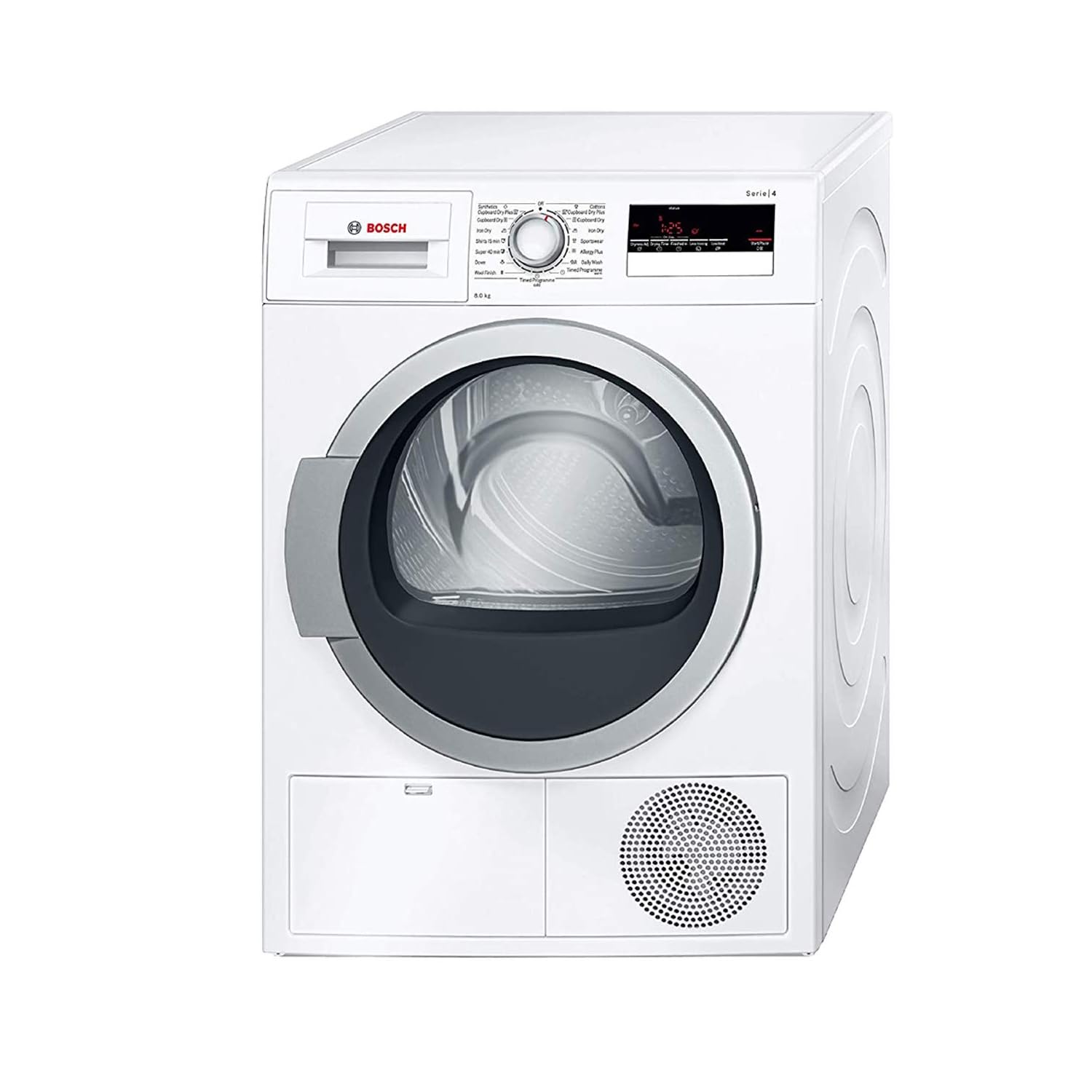 Bosch 8 kg Fully Automatic Front Load Condenser Tumble Dryer (WPG23108IN, 5 Drying Options, 14 Programs, Allergy Plus, 100% Drying with 0% Effort, Inbuilt Heater, Silver)