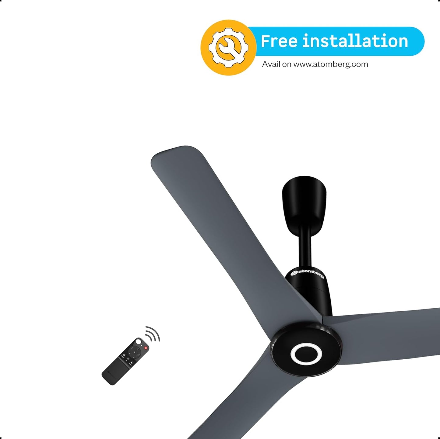 atomberg Aris Contour Smart 900mm Voice Controlled BLDC Ceiling Fan with Remote |BEE 5 Star| Best-in-class Air Flow | Silent Operation| Designer Fan | Free Installation| 5 Year Warranty | Regent Grey