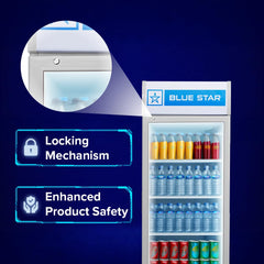 Blue Star VC325 5 Star Frost Free Vertical Glass Single Door Visi Cooler (300L, white)