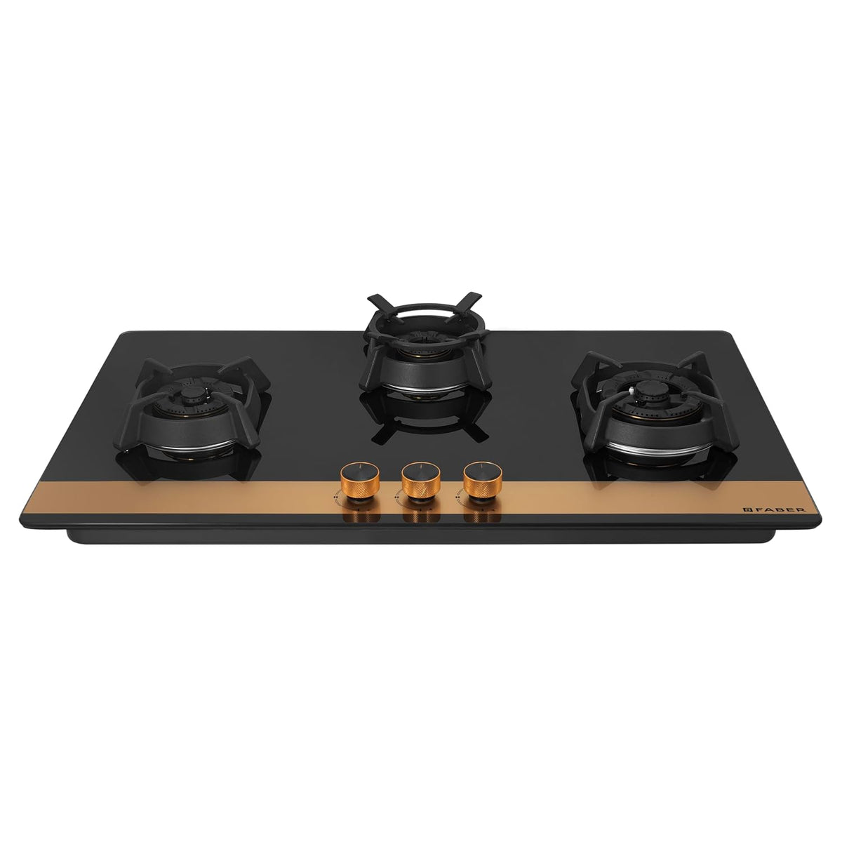 Faber Hobtop Utopia HT905 CRS BR CI AI 5 Brass Burner Auto Electric Ignition Glass Top, Black