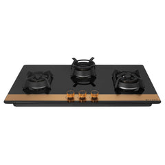 Faber Hobtop Utopia HT905 CRS BR CI AI 5 Brass Burner Auto Electric Ignition Glass Top, Black