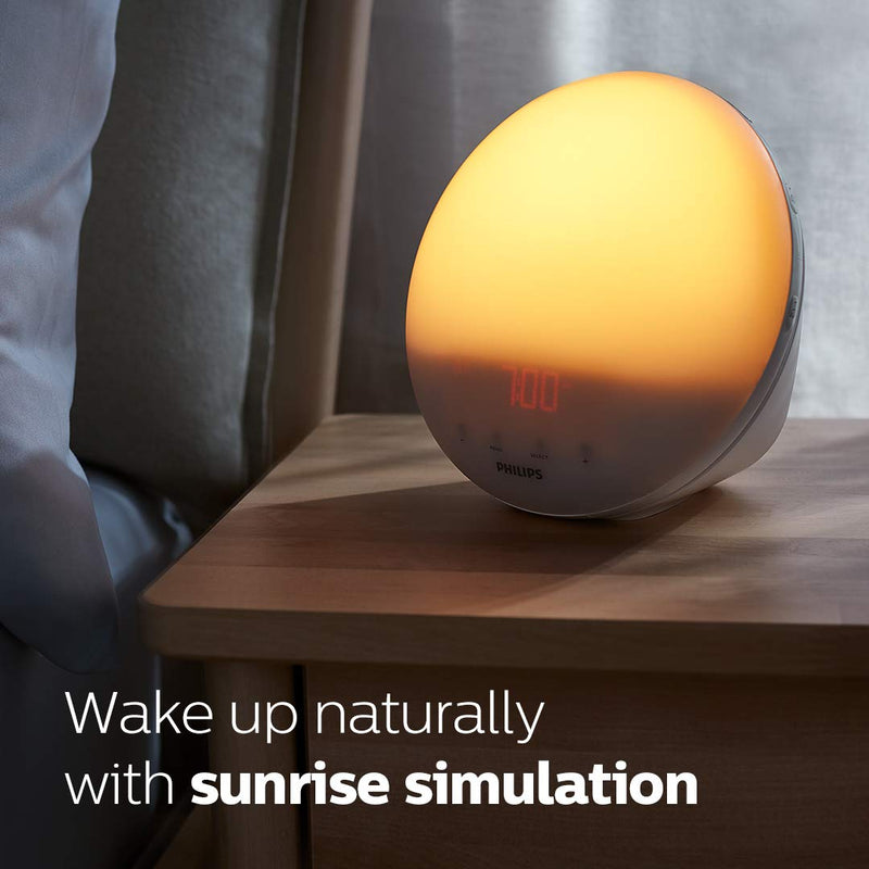 Philips Plastic Hf3520 Wake-Up Light with Alarm Clock with Colored Sunrise Simulation and Sunset Fading Night