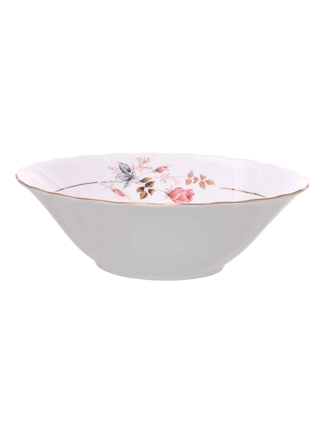 Clay Craft Fine Ceramic Floral Gold Line Dinner Set 18 Pieces, White, (MW-182), for Family of 6, Dinner Set Ceramic, Crockery Set, Dining Set for Dinner, Plates and Bowls Set, Crockery Set for Gift
