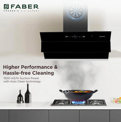 Faber Comet 90cm 1600m³/hr BLDC Autoclean Filterless Slant Chimney| Built In Oil Collector|Touch & Gesture Control| 12Yr