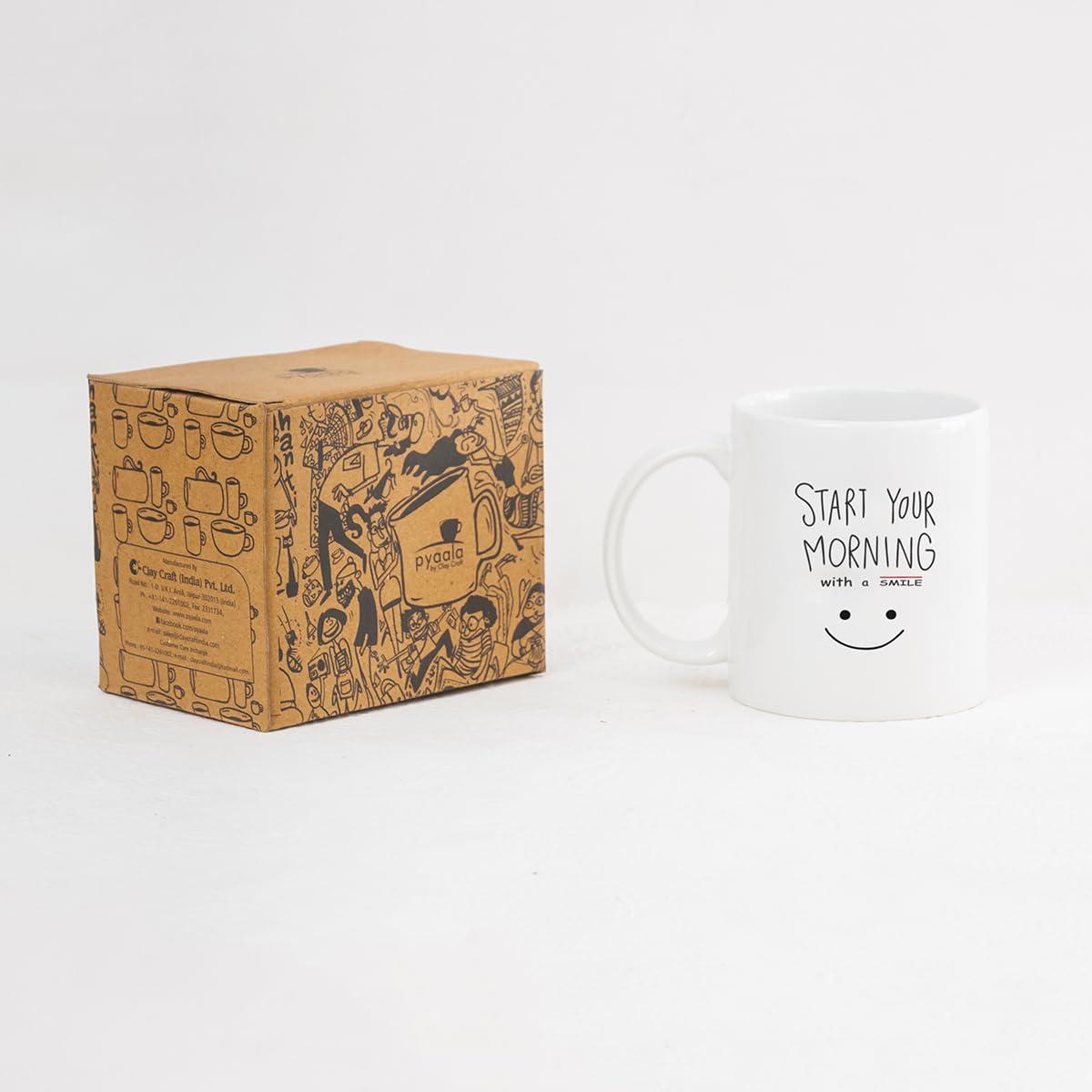 Clay Craft Fine Ceramic Start Your Morning Printed Milk/Coffee Mug 1 Piece 360 ml