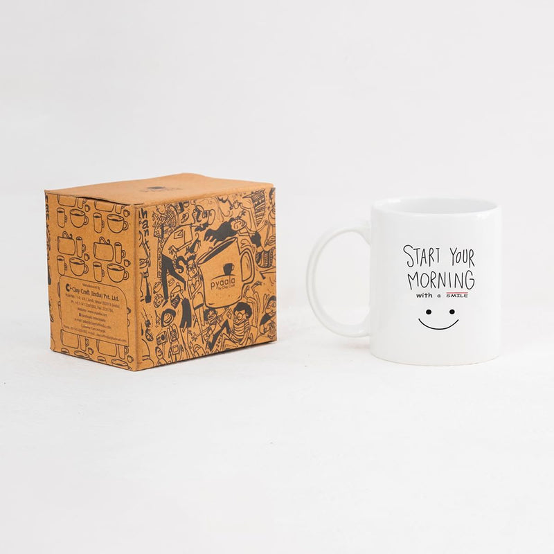 Clay Craft Fine Ceramic Start Your Morning Printed Milk/Coffee Mug 1 Piece 360 ml
