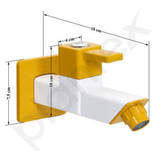 Plantex PTMT EDS-122 Single LeverPainted Bib Tap For Bathroom With Water Saving Aerator/Bib Cock For Bathroom With Plastic Wall Flange & Teflon Tape (Yellow & White)-3