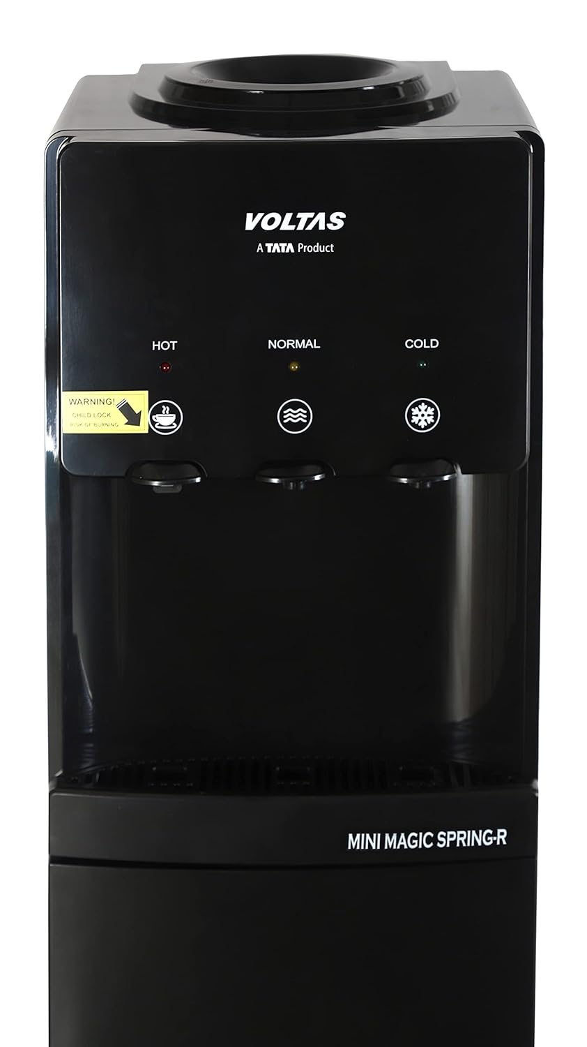 Voltas Spring-R Water Dispenser with Three Temperature Tap and Small Refrigerator (Black Color)