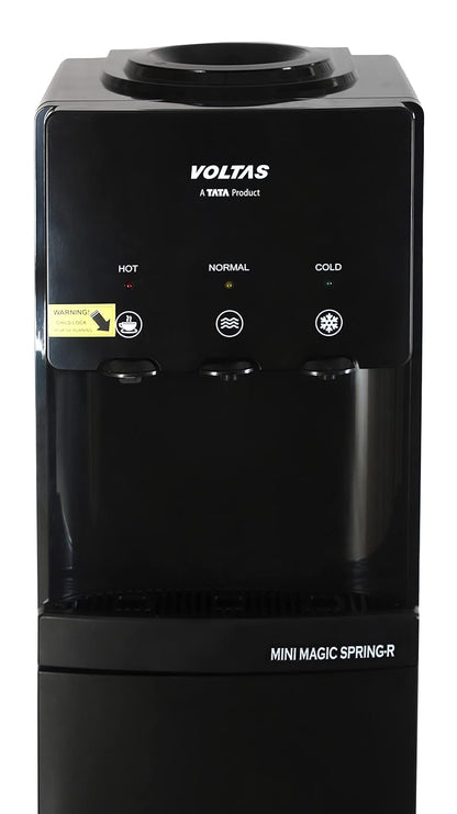 Voltas Spring-R Water Dispenser with Three Temperature Tap and Small Refrigerator (Black Color)
