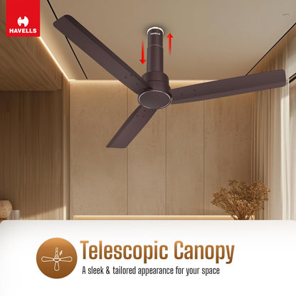Havells 1200mm Elio BLDC Ceiling Fan | Remote Controlled, High Air Delivery Fan | 5 Star Rated, Upto 60% Energy Saving, 2+1* Year Warranty | (Pack of 1, Brown)