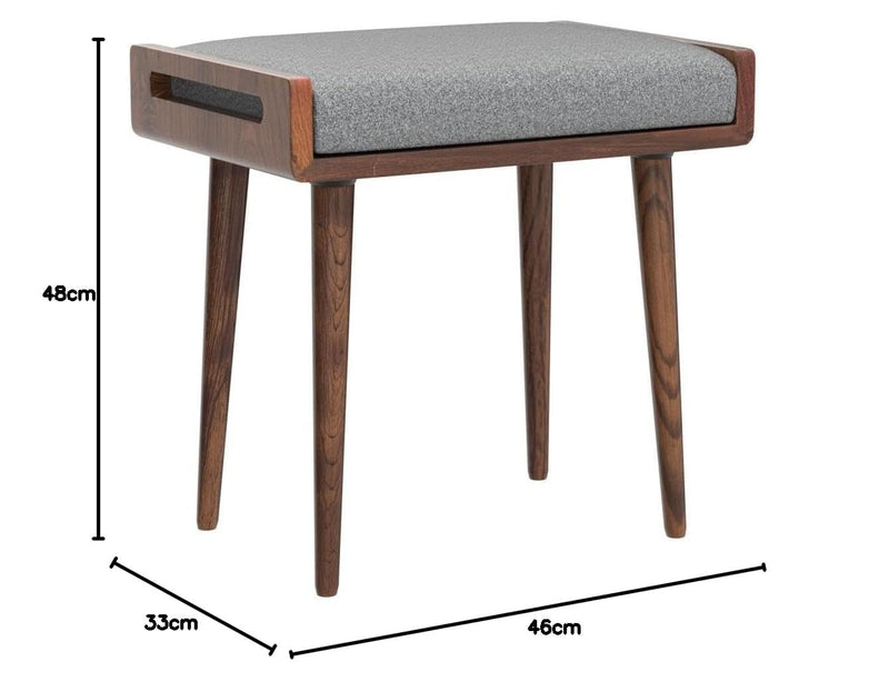 Sheesham Wood Ottoman Stool with Cushion | Compact Wooden Footrest & Seating Stool | Multipurpose for Living Ro