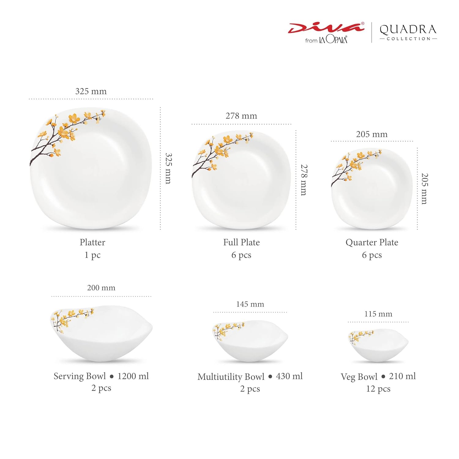 LaOpala PinkCity Emporium Dinner Set - 29 Pieces, Multicolour.,White