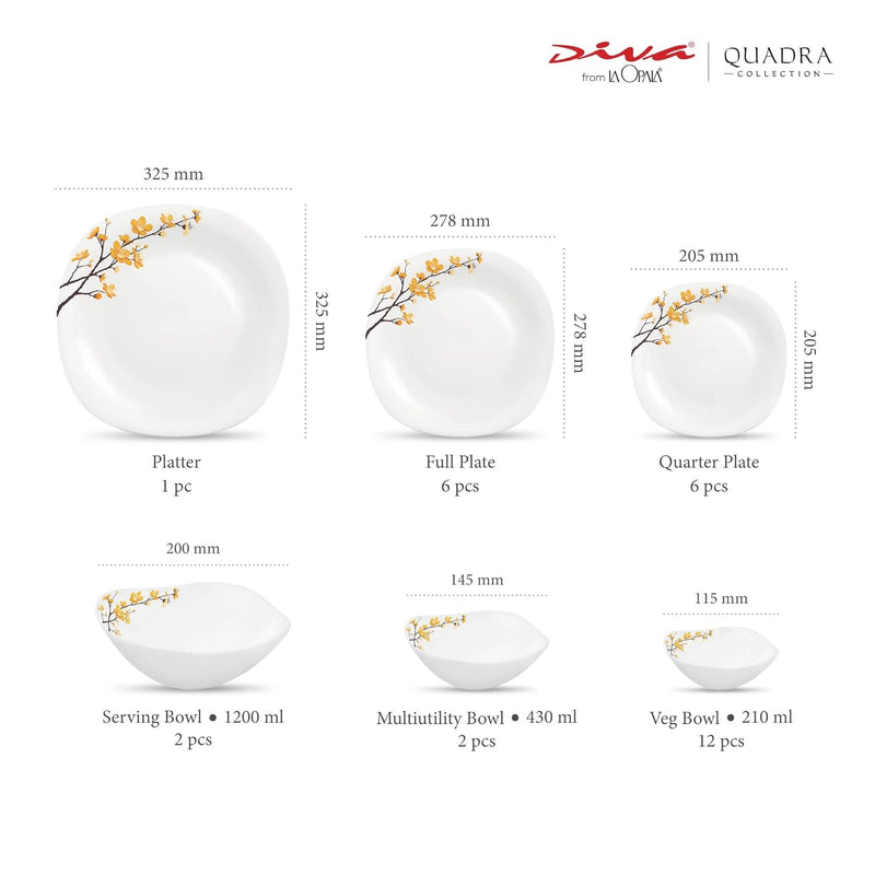 LaOpala PinkCity Emporium Dinner Set - 29 Pieces, Multicolour.,White