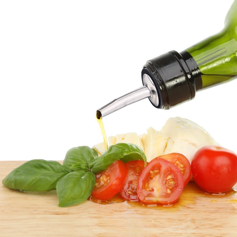 Dynore Stainless Steel Wine,Oil Pourer/Pour Spout, Classic Free Flow Bartender Bottle Pourer with Tapered Spout, Set of 2 Pcs