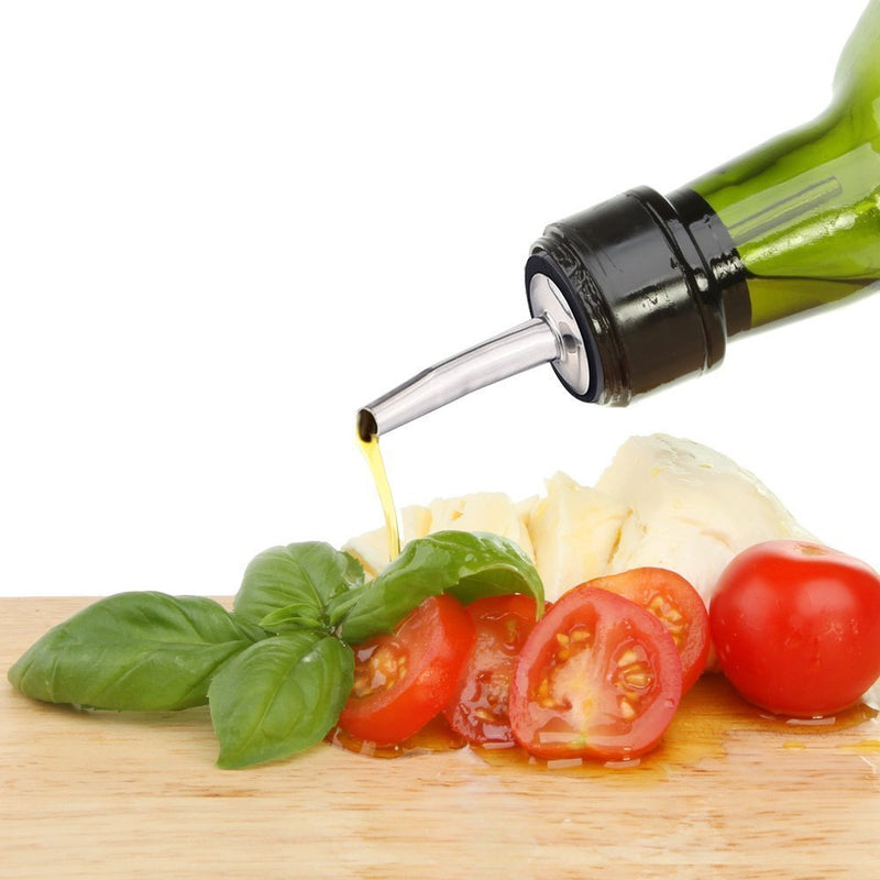 Dynore Stainless Steel Wine,Oil Pourer/Pour Spout, Classic Free Flow Bartender Bottle Pourer with Tapered Spout, Set of 2 Pcs