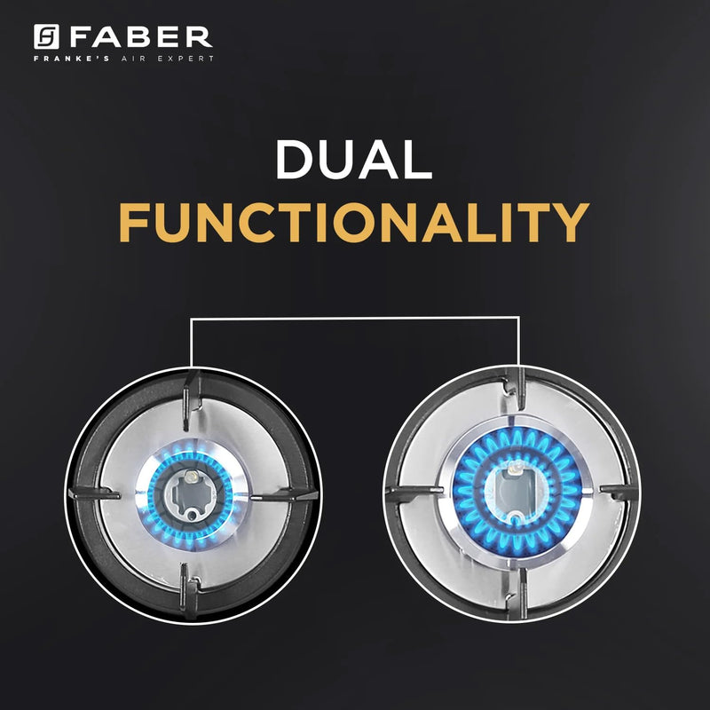 Faber Hob 3 Burner | Auto-Ignition | Spillage Proof | HOB SUPERIA HT903 BR AI N |Metal Knobs | Pan Support |5 Yr Warrant