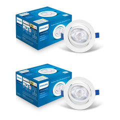Philips Polycarbonate 3 Watt White Led Ceiling Cob Round Spot Light With Adjustable Tilt (Pack of 2)