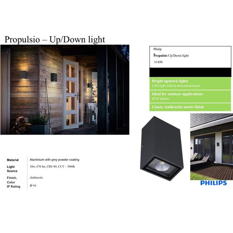Philips 31450 10-Watt Up Down Lighter (Anthracite and Warm White)