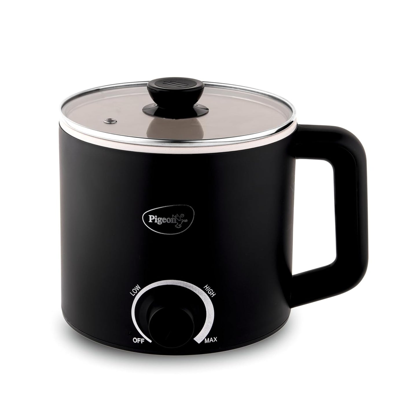 Pigeon By Stovekraft Swift Multi-Cook Kettle 1.5L, Egg Rack - Black | Double Layered | Food Grade Stainless Steel Inner Wall | Glass Lid | Auto Shut-Off, 600 Watts