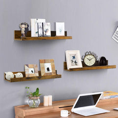 Sheesham Wood Wall Mounted Rustic Large Picture Ledge Floating Wall Shelf - (Set of 3) (36 INCHES)
