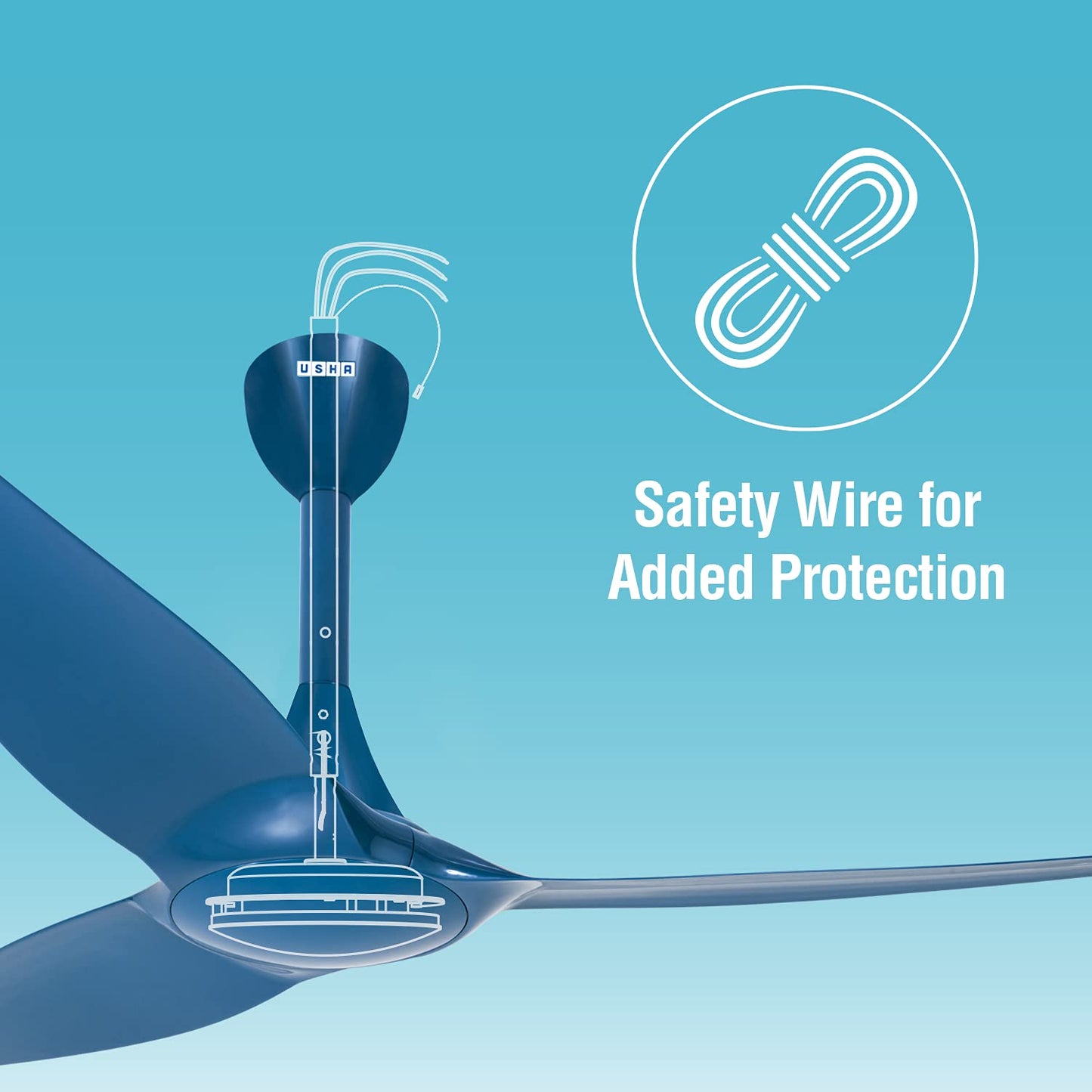 USHA Heleous 1220mm Premium BLDC Ceiling Fan with Rust Free ABS Blades and RF Remote (Imperial Blue) Pack of 1