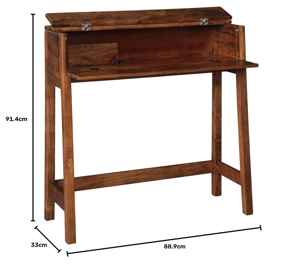 Solid Sheesham Wood Vintage Fold Down Drawer Storage Console Table for Home | Living Room | Office | Entry-Way 