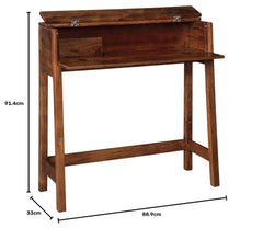 Solid Sheesham Wood Vintage Fold Down Drawer Storage Console Table for Home | Living Room | Office | Entry-Way 