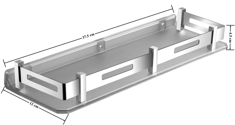 Plantex Unbreakable Plastic Bathroom Shelf for Wall/Kitchen Wall Shelf with Stainless Steel Railing/Living Room Multipurpose Wall Mounted Shelf (Transparent)-2