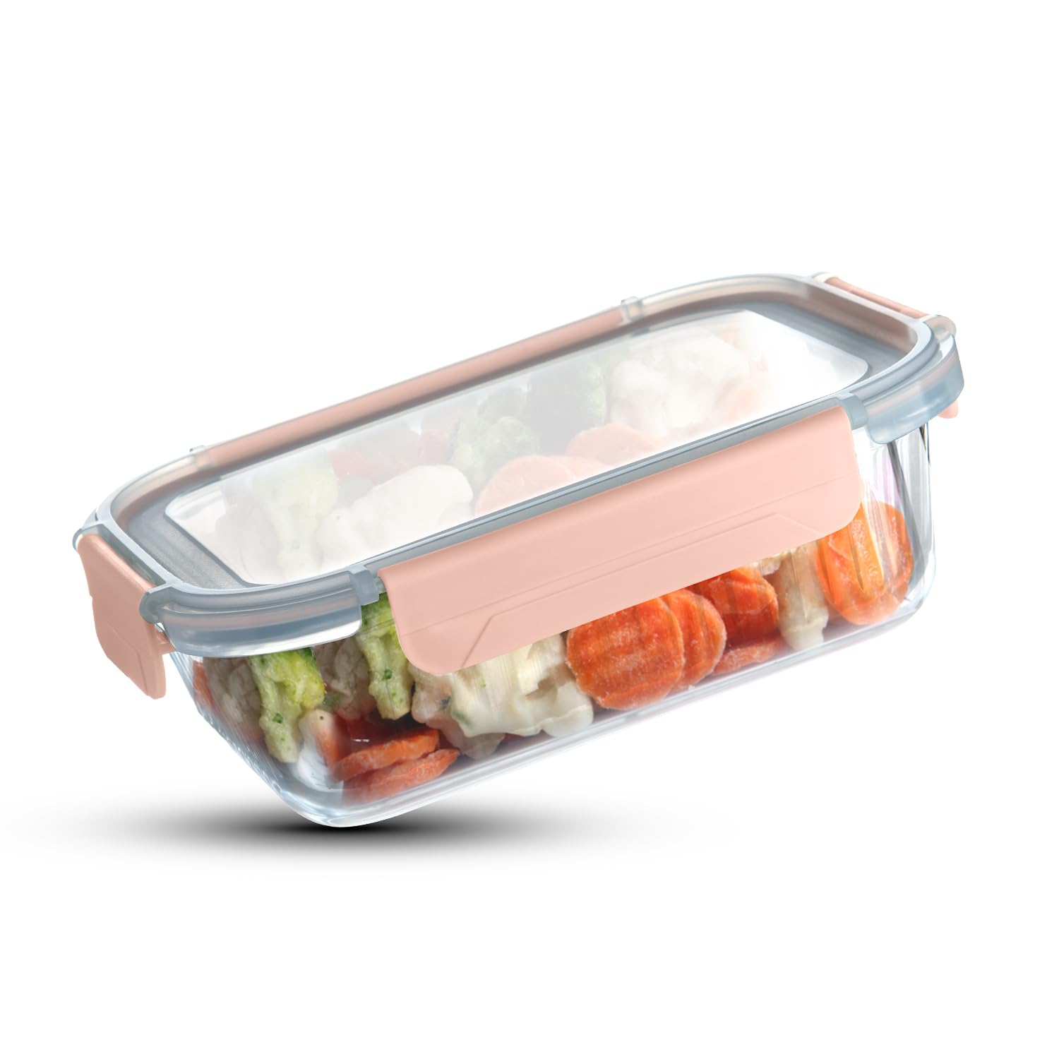 Bergner Smart Lock Borosilicate Rectangular 1.5 L Food Container for Kitchen/Tiffin, Air-Tight Lid with Locking Tabs, Space Saving, Stackable, Microwave & Oven Safe, Food Safe, Dishwasher Safe - Green